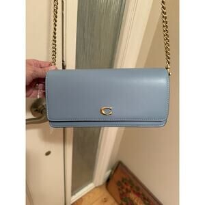 Coach Evie Long Wallet With Chain Blue NWT